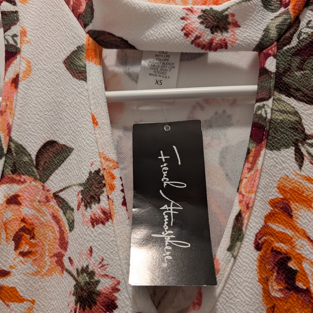 French Atmosphere Floral Midi Dress - Orange and Pink - Picture 3 of 6